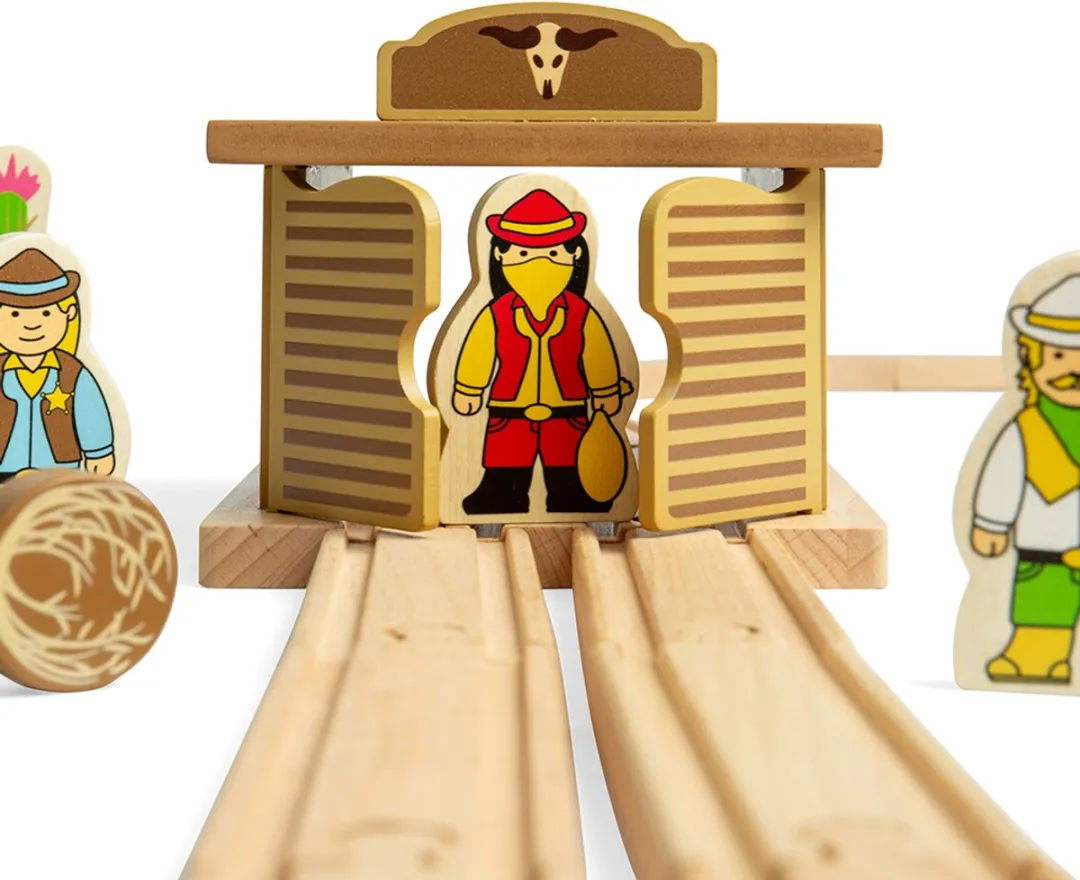 BigJigs Houten Trein Saloon Tunnel Wild West - BJT293 - Multicolor