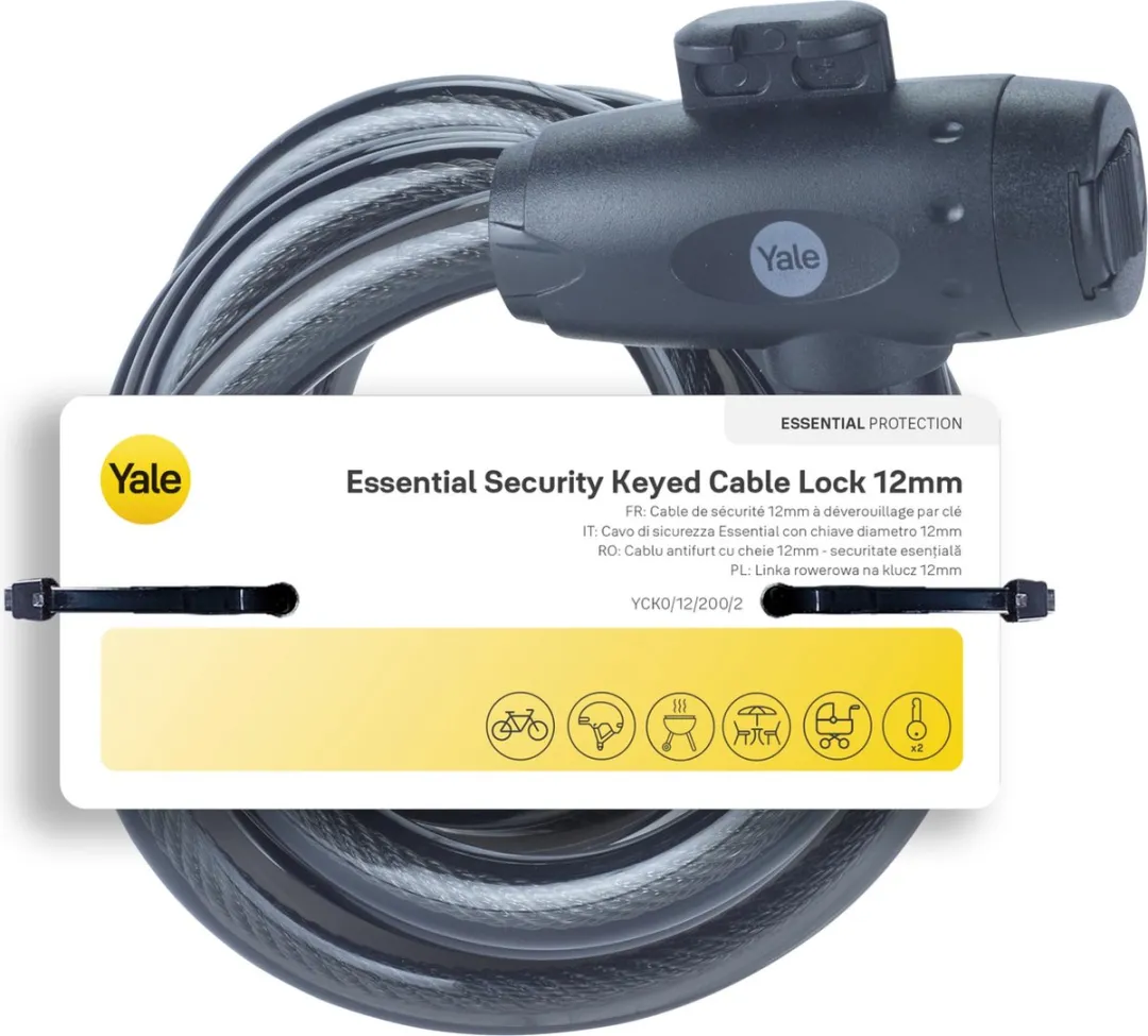 Yale Essential Security Keyed Cable Lock 12mm - Zwart - afbeelding 6 van 6