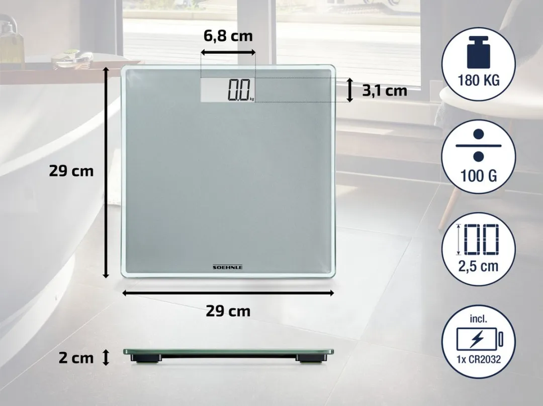 Soehnle Style Sense Compact 300 Digitale Personenweegschaal - 180 kg - Zilver