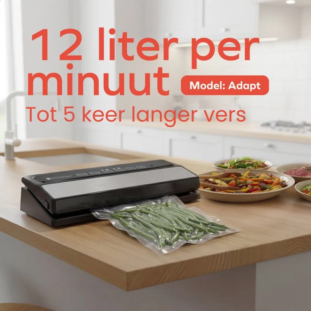 KitchenBrothers KB667 Vacuüm Sealer - 12L/min - 6 Standen - Zwart/RVS
