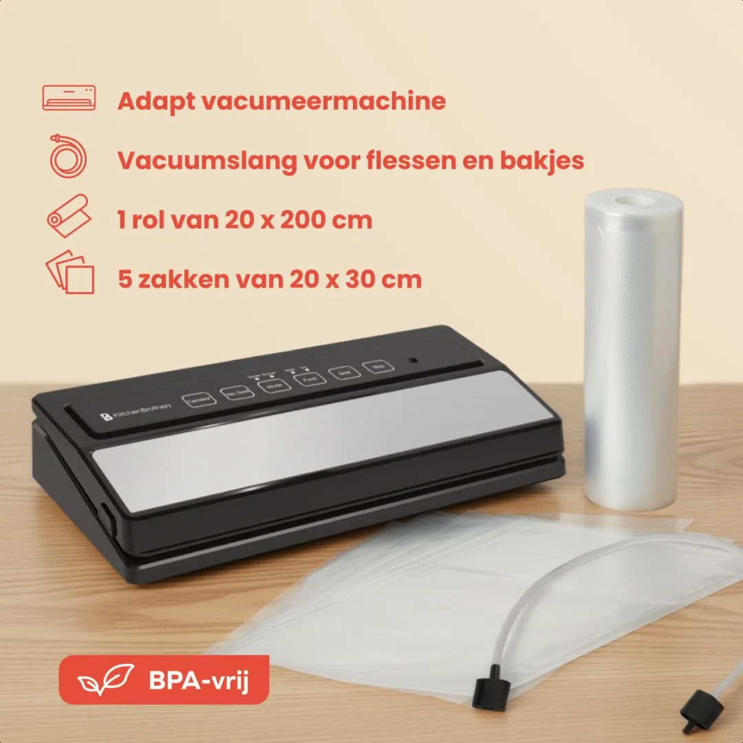 KitchenBrothers KB667 Vacuüm Sealer - 12L/min - 6 Standen - Zwart/RVS