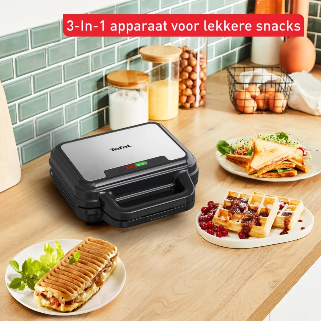 Tefal UltraCompact 3in1 SW383D10 Wafelijzer/Tosti/Contactgrill - 700W - Zwart