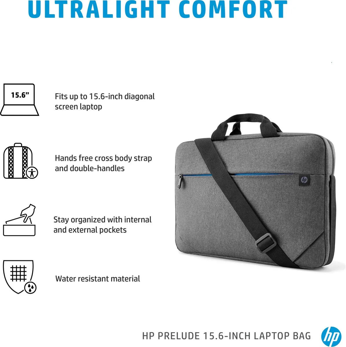 HP Prelude Laptoptas 15.6 inch - 5 Vakken - MPN 0195697146992 - Grijs