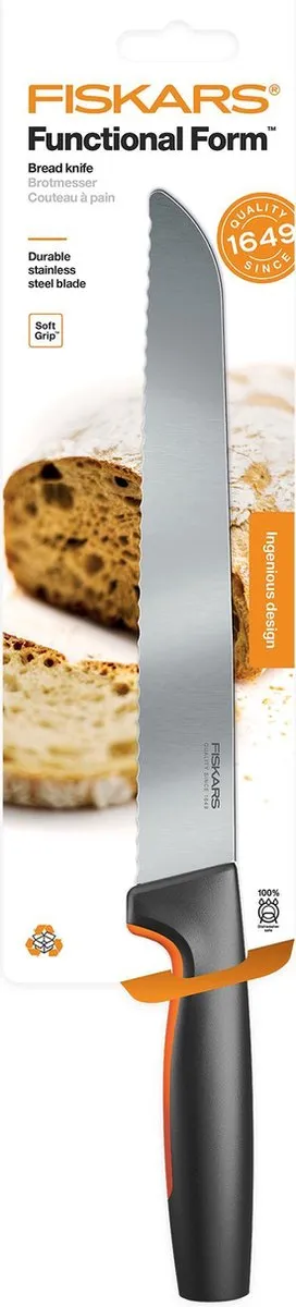 Fiskars Functional Form Broodmes 21cm - Roestvrijstalen lemmet - Zwart/Oranje/Zilver