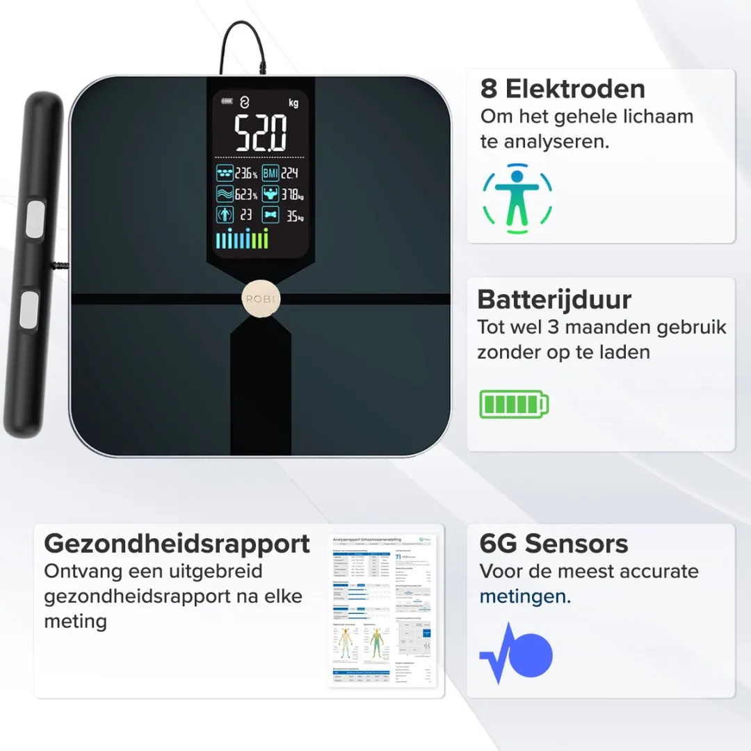 Robi S11 Personenweegschaal met Segmentale Lichaamsanalyse - Zwart