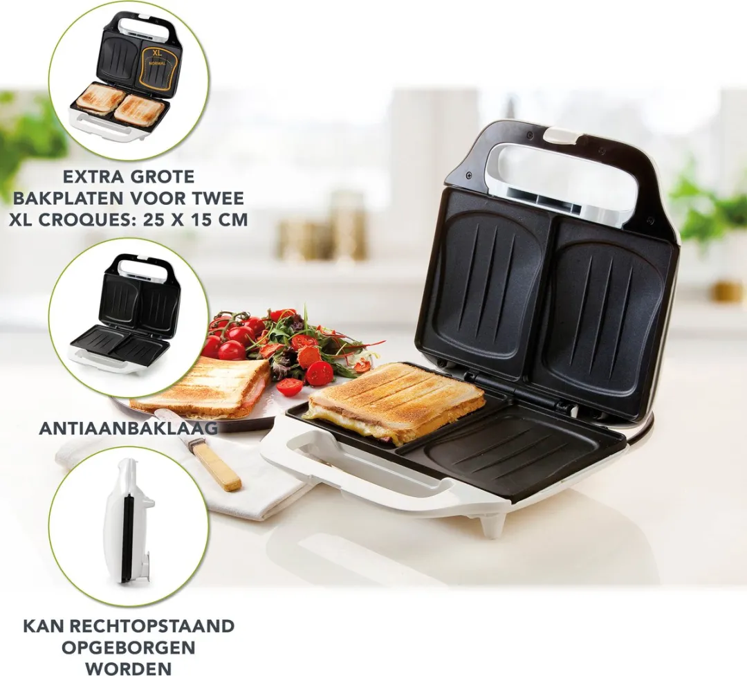 Domo DO9056C Croque XL Tostiapparaat - 900W - Wit