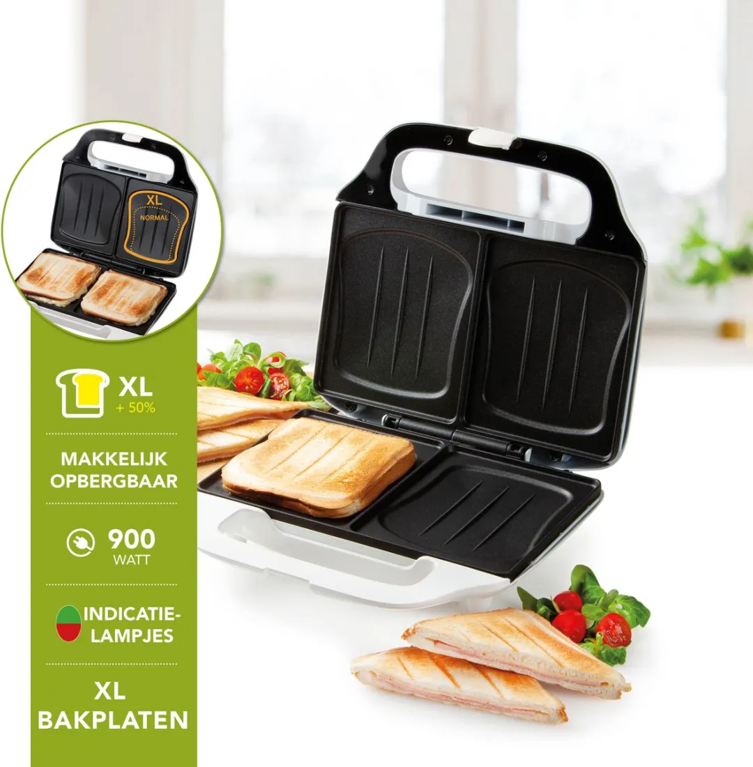 Domo DO9056C Croque XL Tostiapparaat - 900W - Wit