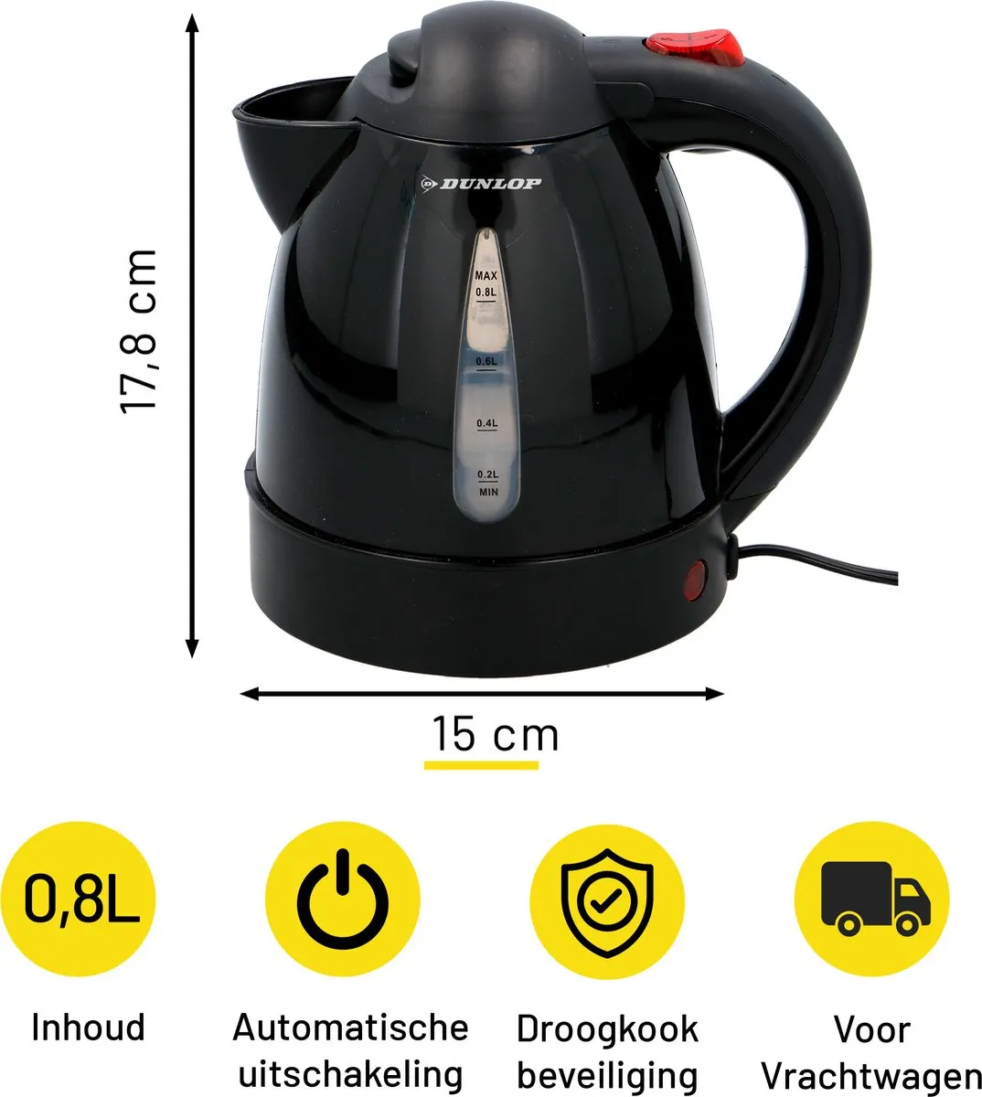 Dunlop Reiswaterkoker 0,8L - 24V - Zwart