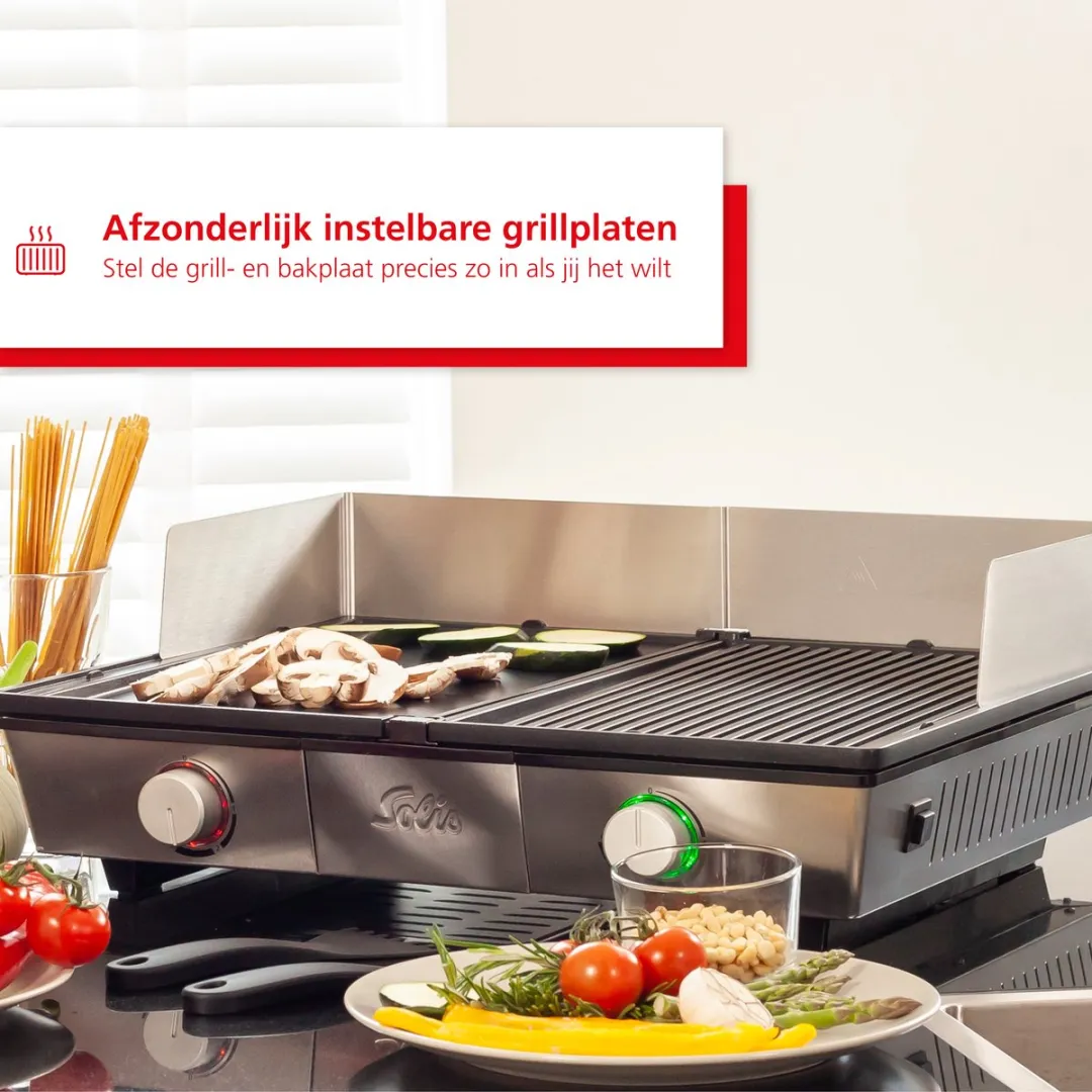 Solis Deli Grill 7951 Grillapparaat 2200W - 2 Platen - Zilver/Zwart