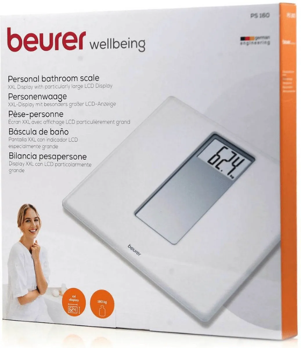 Beurer PS 160 Personenweegschaal - Wit - Glas - 180 kg