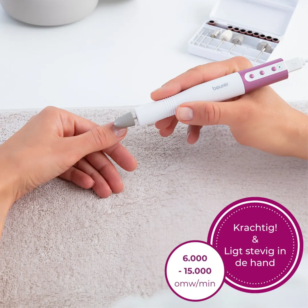 Beurer MP 52 Elektrisch Manicure/Pedicure Apparaat - 7 Opzetstukken - Wit-Roze