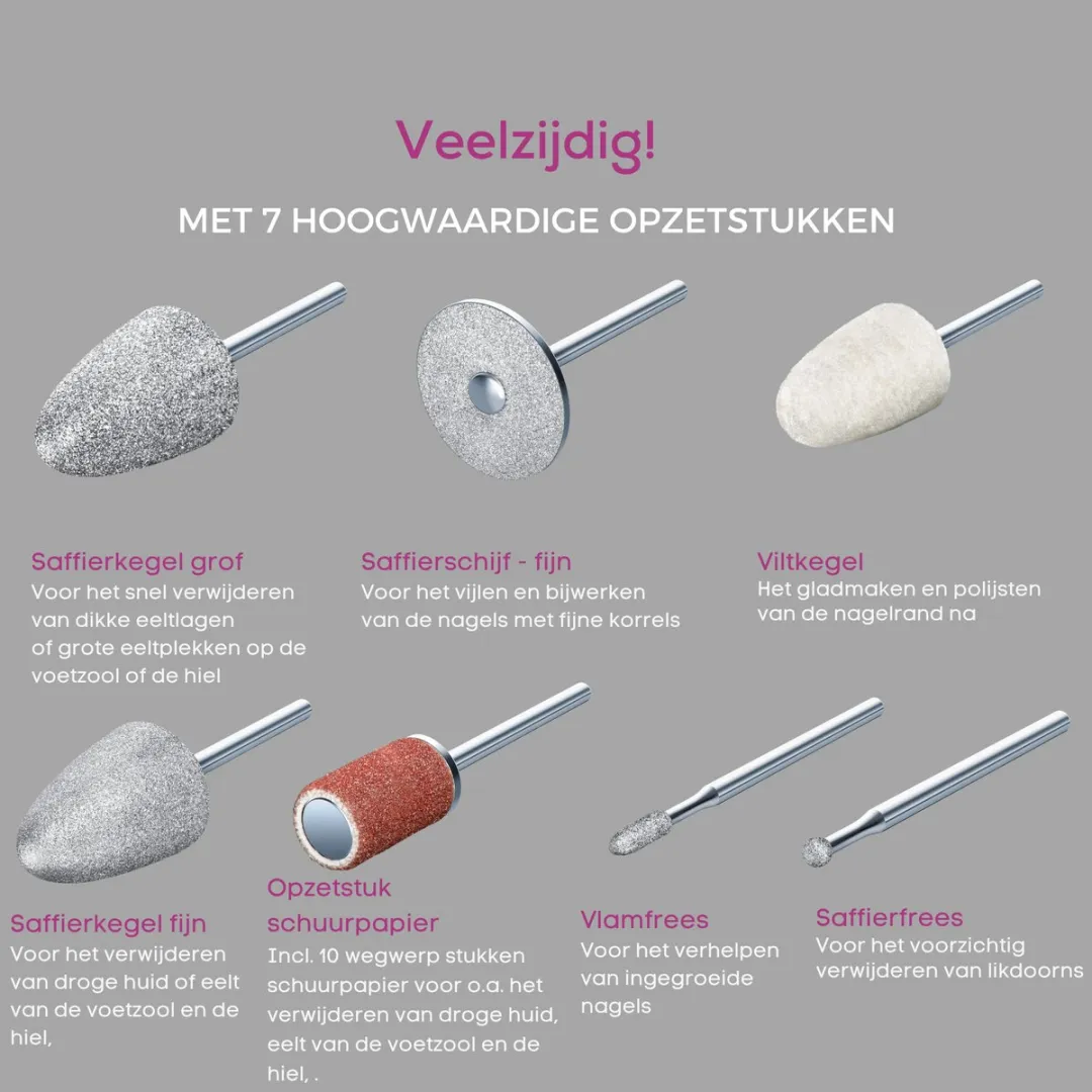 Beurer MP 52 Elektrisch Manicure/Pedicure Apparaat - 7 Opzetstukken - Wit-Roze