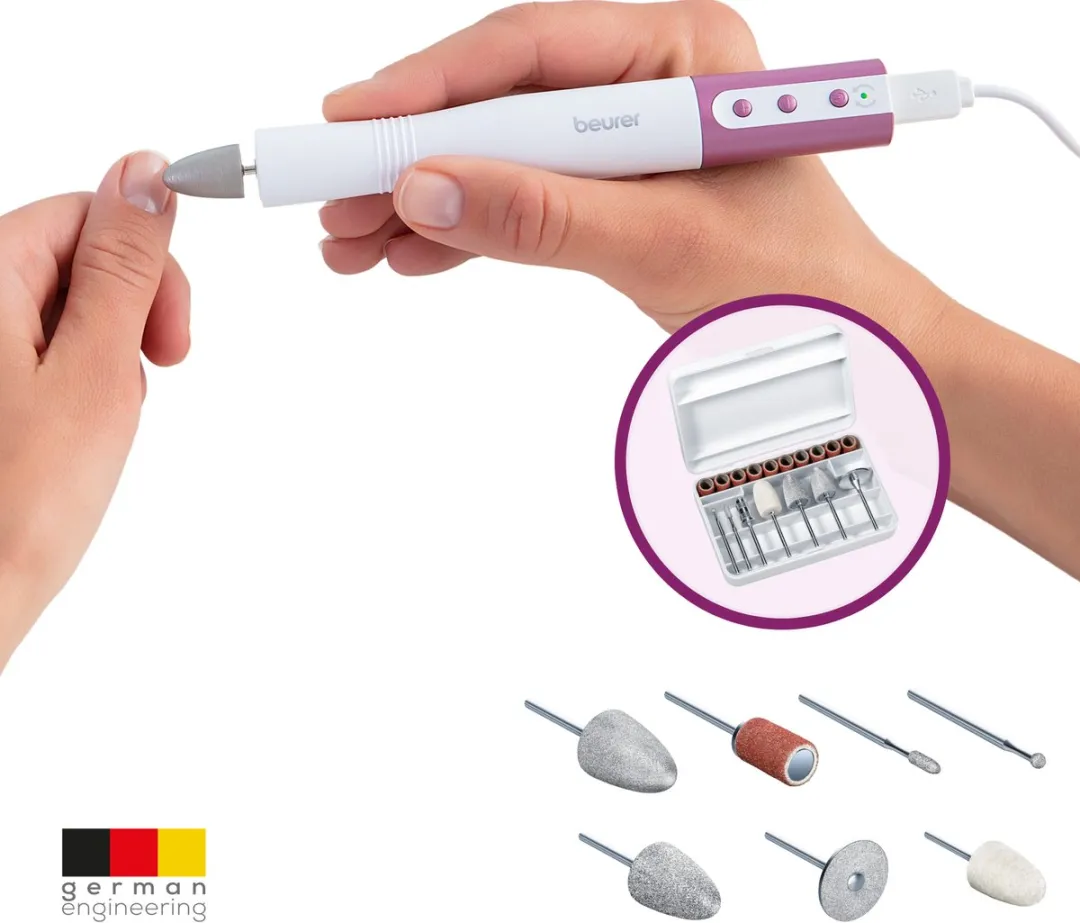 Beurer MP 52 Elektrisch Manicure/Pedicure Apparaat - 7 Opzetstukken - Wit-Roze