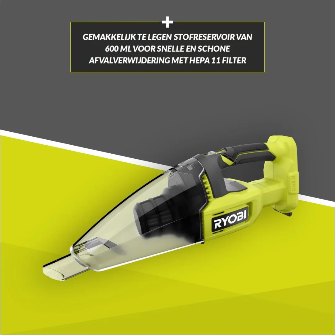 Ryobi ONE+ RHV18-0 Handstofzuiger - 0,6L - Geel