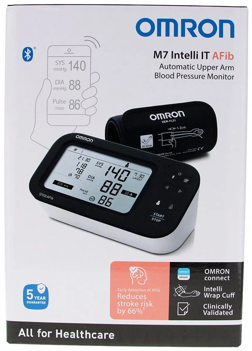 Omron M7 Intelli IT AFIB Bloeddrukmeter HEM-7380T1-EBK - 2 Gebruikers