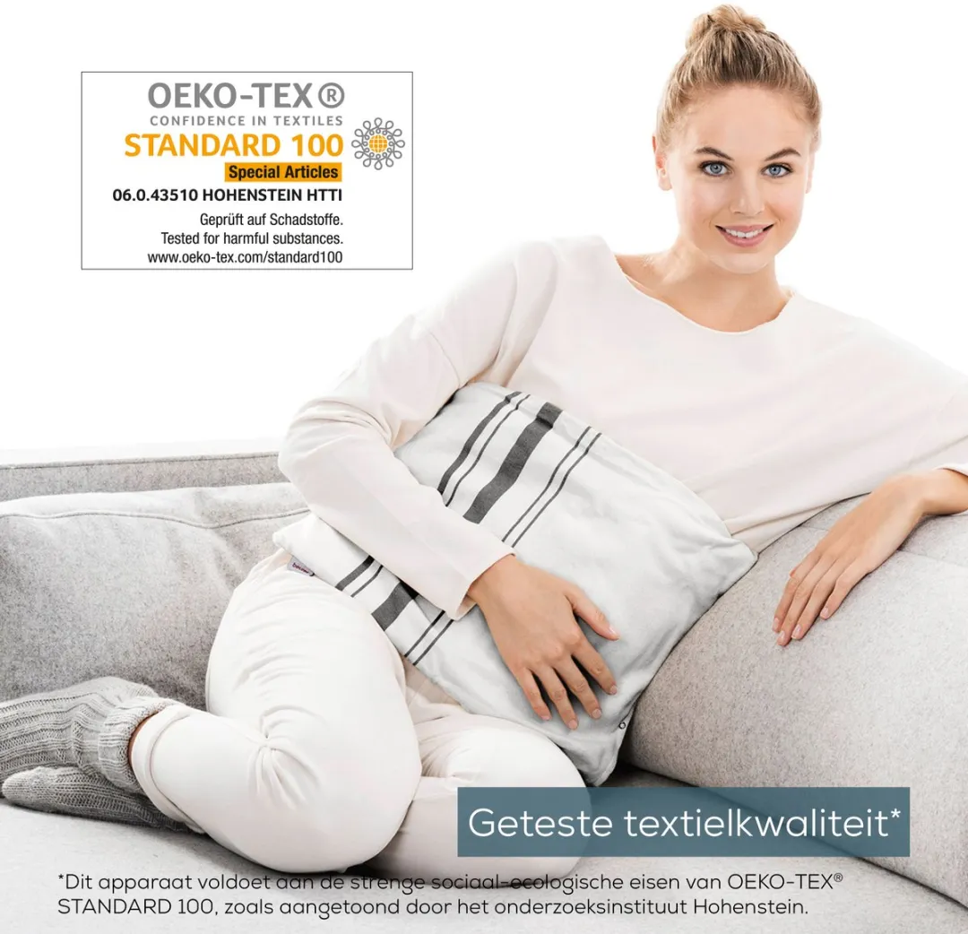 Beurer HK 26 Elektrisch Warmtekussen 40x30cm - 3 Warmtestanden - Wit/Zwarte lijnen - afbeelding 6 van 6