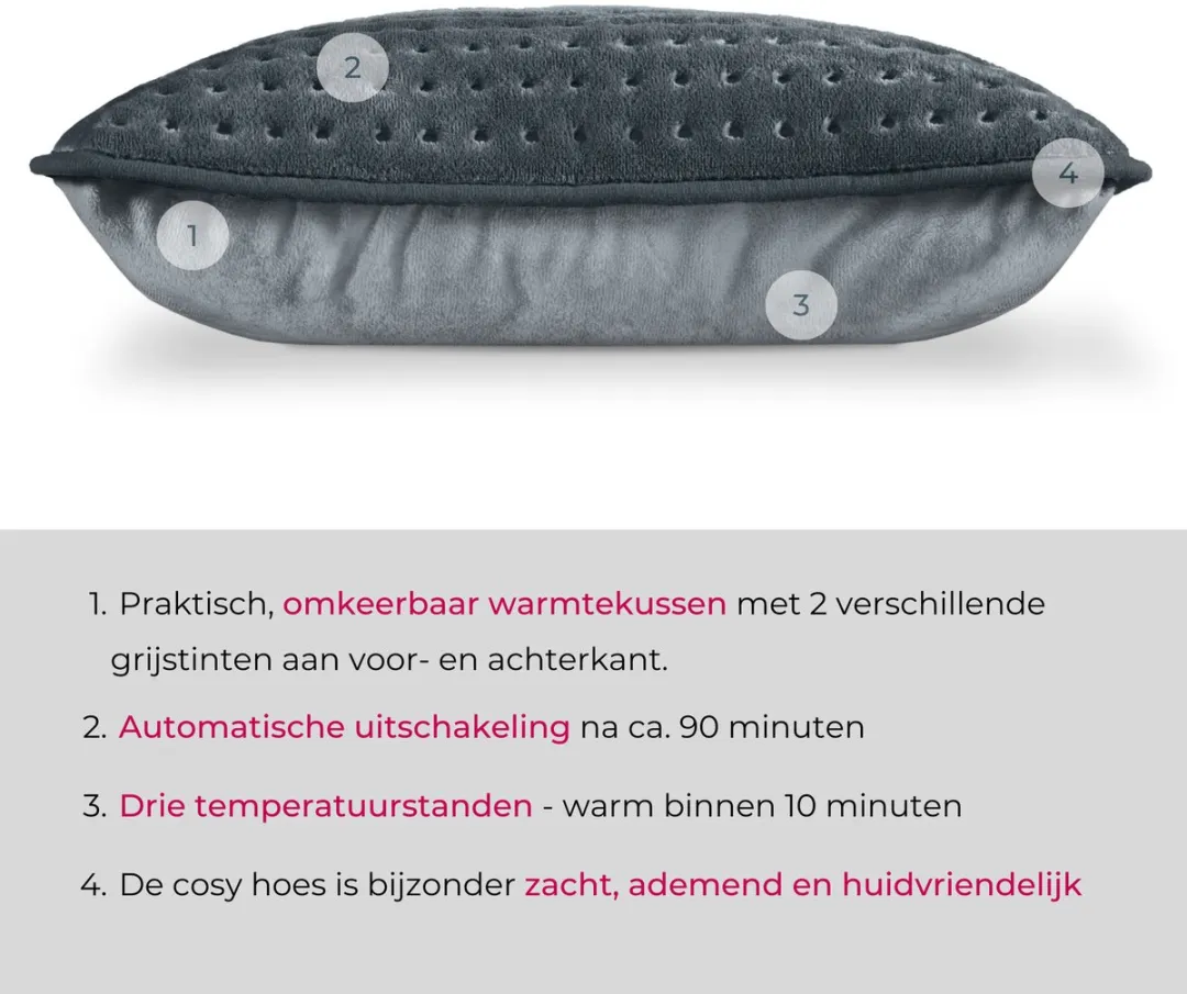 Beurer HK 48 Cosy Warmtekussen 40x30cm - 3 standen - Grijs