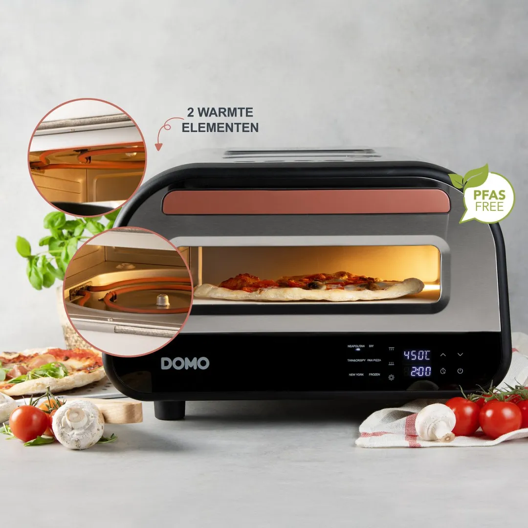 Domo Pizza Genius DO9289PZ Elektrische Pizza Oven - 32cm - 1700W - RVS