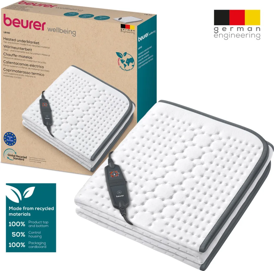 Beurer UB 60 Green Planet Onderdeken 150x80cm - 60W - Wit