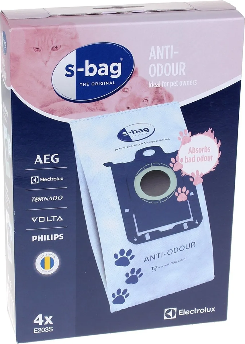 Electrolux S-Bag E203S Anti-Odour - Stofzuigerzak - 4 pcs