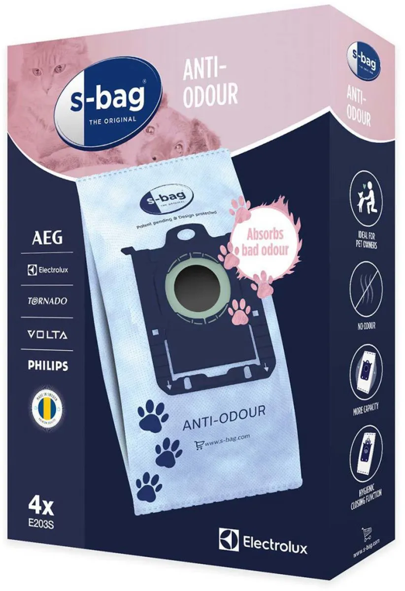 Electrolux S-Bag E203S Anti-Odour - Stofzuigerzak - 4 pcs