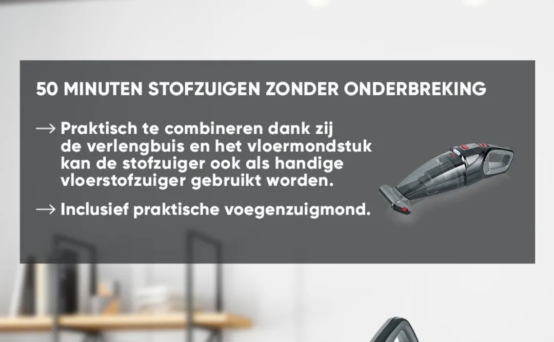 Severin HV 7147 Snoerloze Handstofzuiger - 0.65L Grijs/Zwart