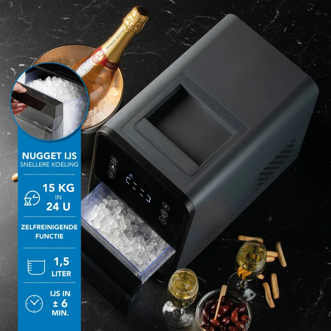 Domo DO9286IB Nugget IJsblokjesmachine - 15kg/24u - Grijs/Zwart