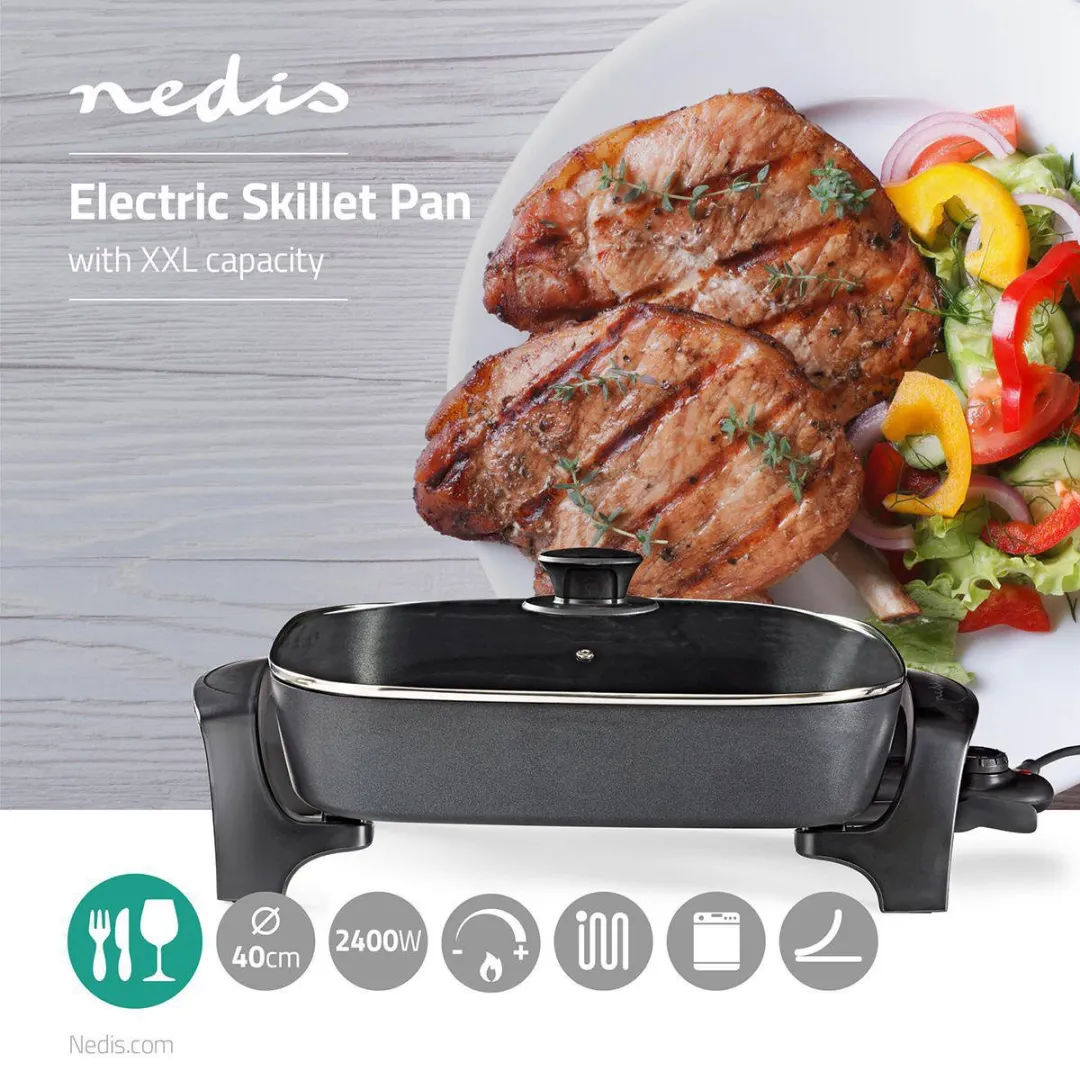 Nedis FCSP110EBK40 Elektrische Hapjespan 2200W - 40cm - Zwart