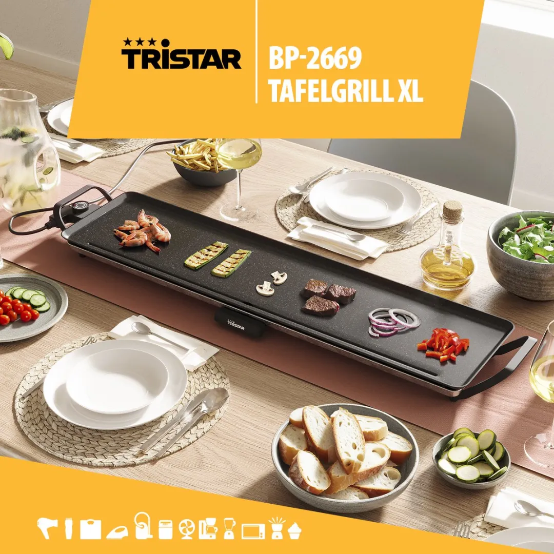 Tristar BP-2669 Tafelgrill XL 90x23cm - 1800W - Zwart