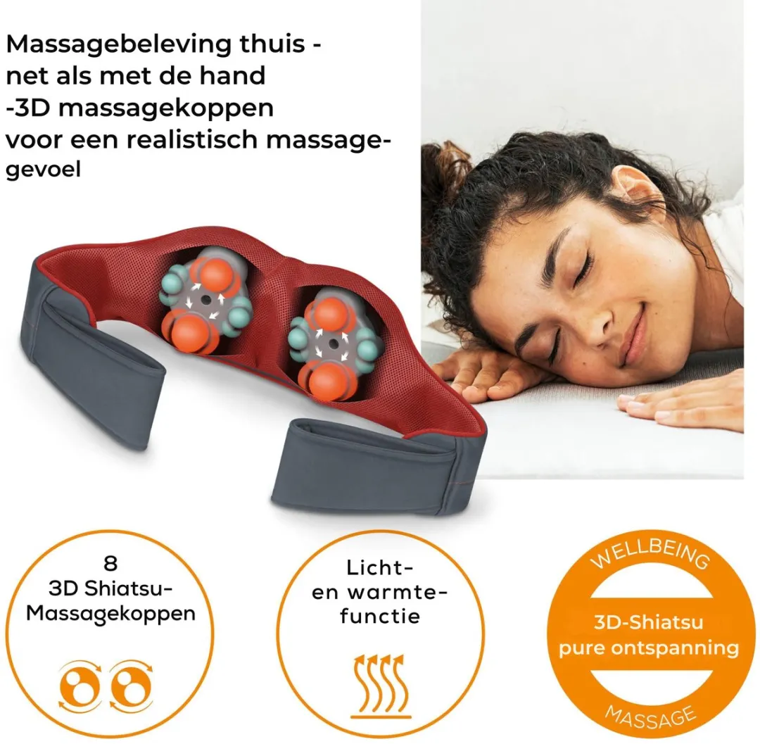 Beurer MG 151 3D Shiatsu Massagekussen - 8 Koppen - 3 Intensiteiten - Licht & Verwarming