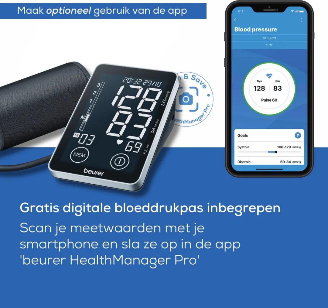 Beurer BM 58 Bloeddrukmeter - 4 Gebruikers, 120 Metingen - XL Touchscreen