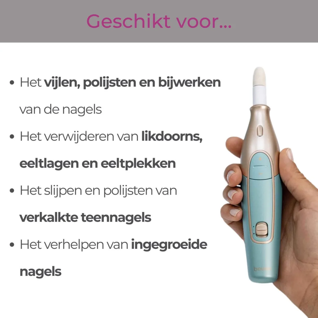 Beurer MP 84 Nagelvijl Premium - 10 Opzetstukken - Draadloos - Turquoise