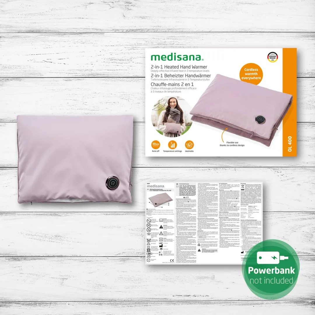 Medisana OL 400 2-in-1 Handwarmer Verwarmingskussen - 3 standen - Paars/Beige - afbeelding 6 van 6