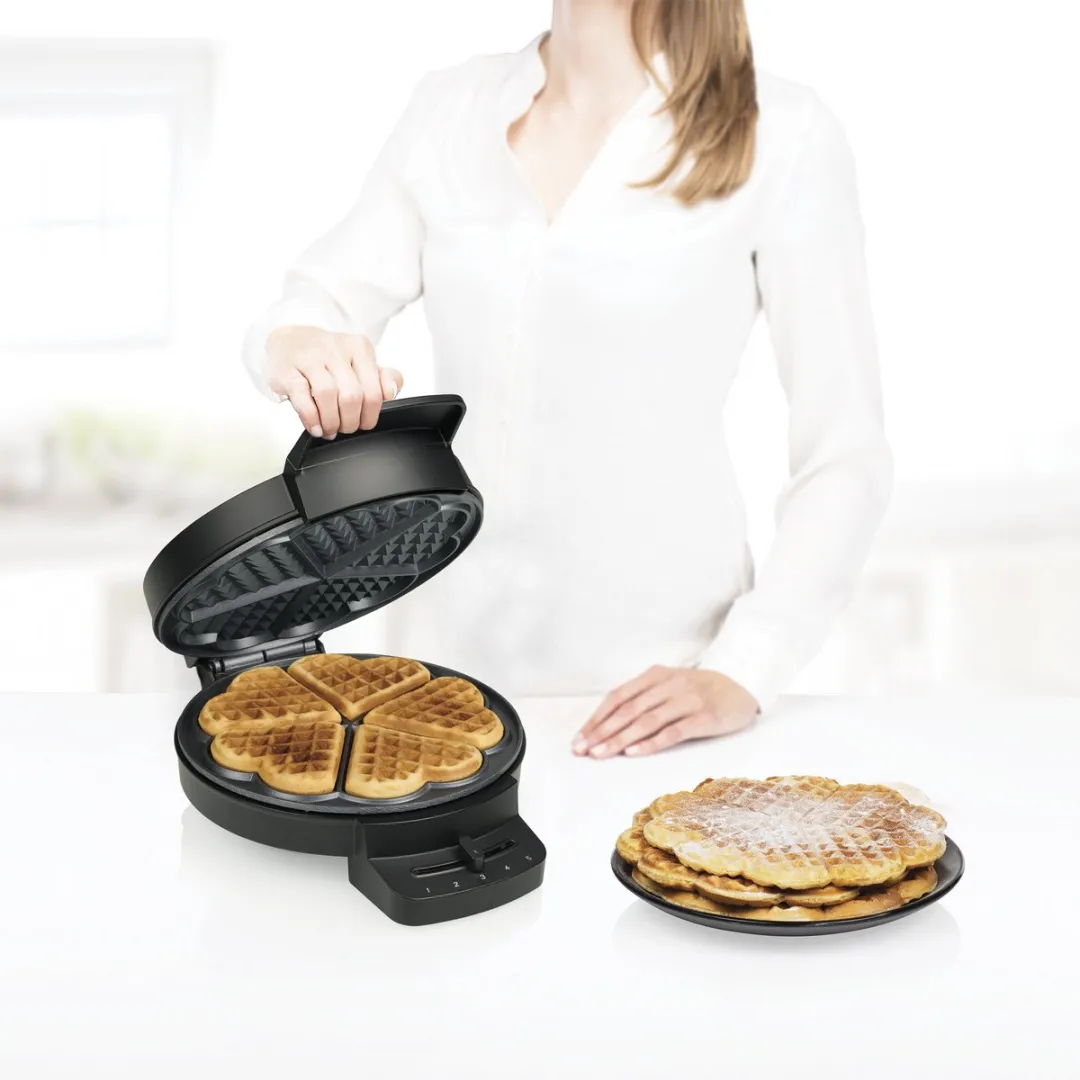 Princess 132378 Wafelmaker DeLuxe - 5 Hartvormig - 1000W - Zwart