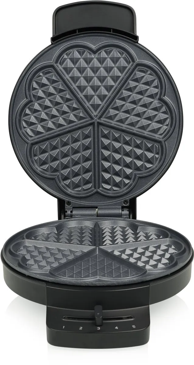 Princess 132378 Wafelmaker DeLuxe - 5 Hartvormig - 1000W - Zwart