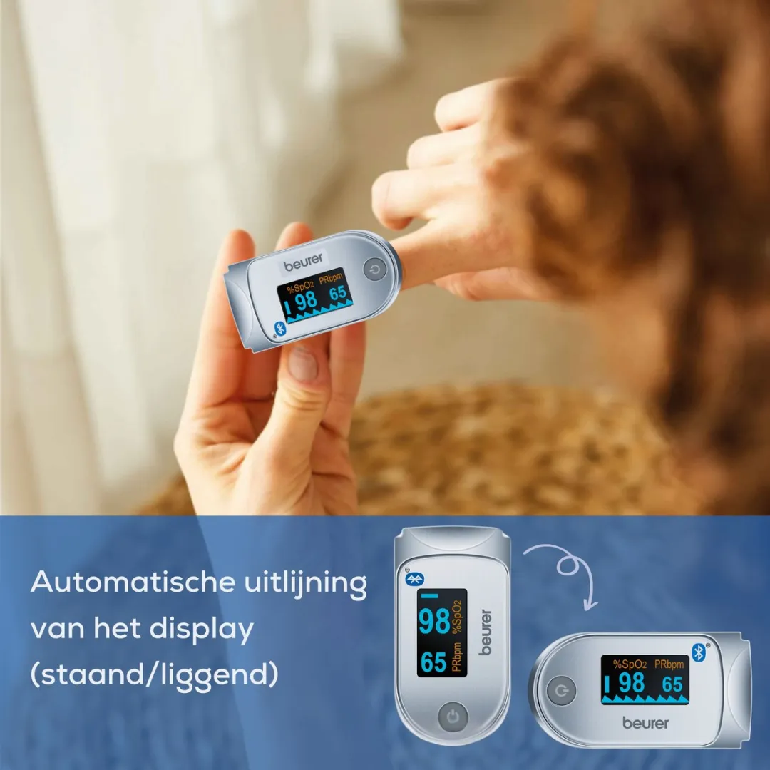 Beurer PO 60 Pulse-Oximeter - 2x AAA - Wit/Grijs