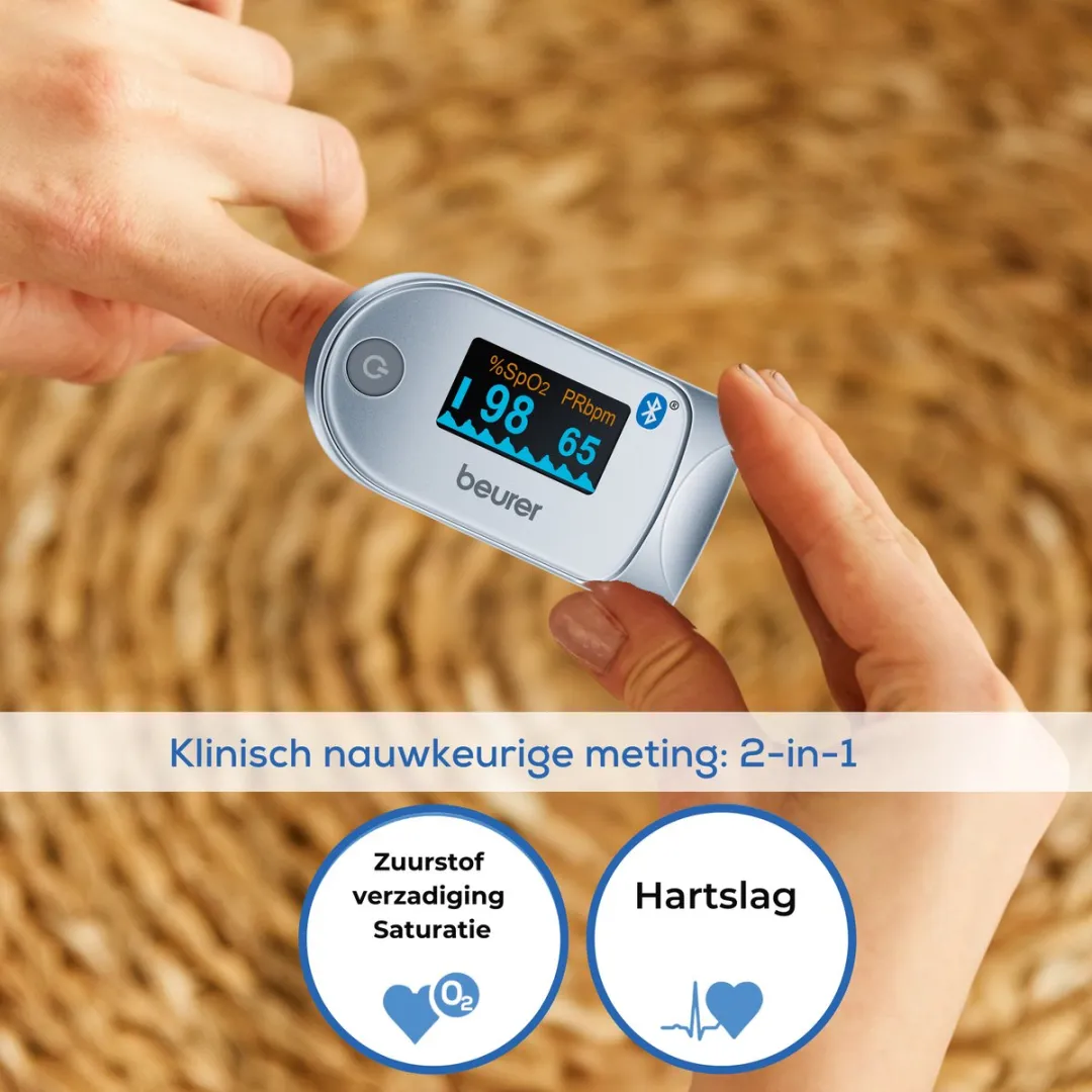 Beurer PO 60 Pulse-Oximeter - 2x AAA - Wit/Grijs