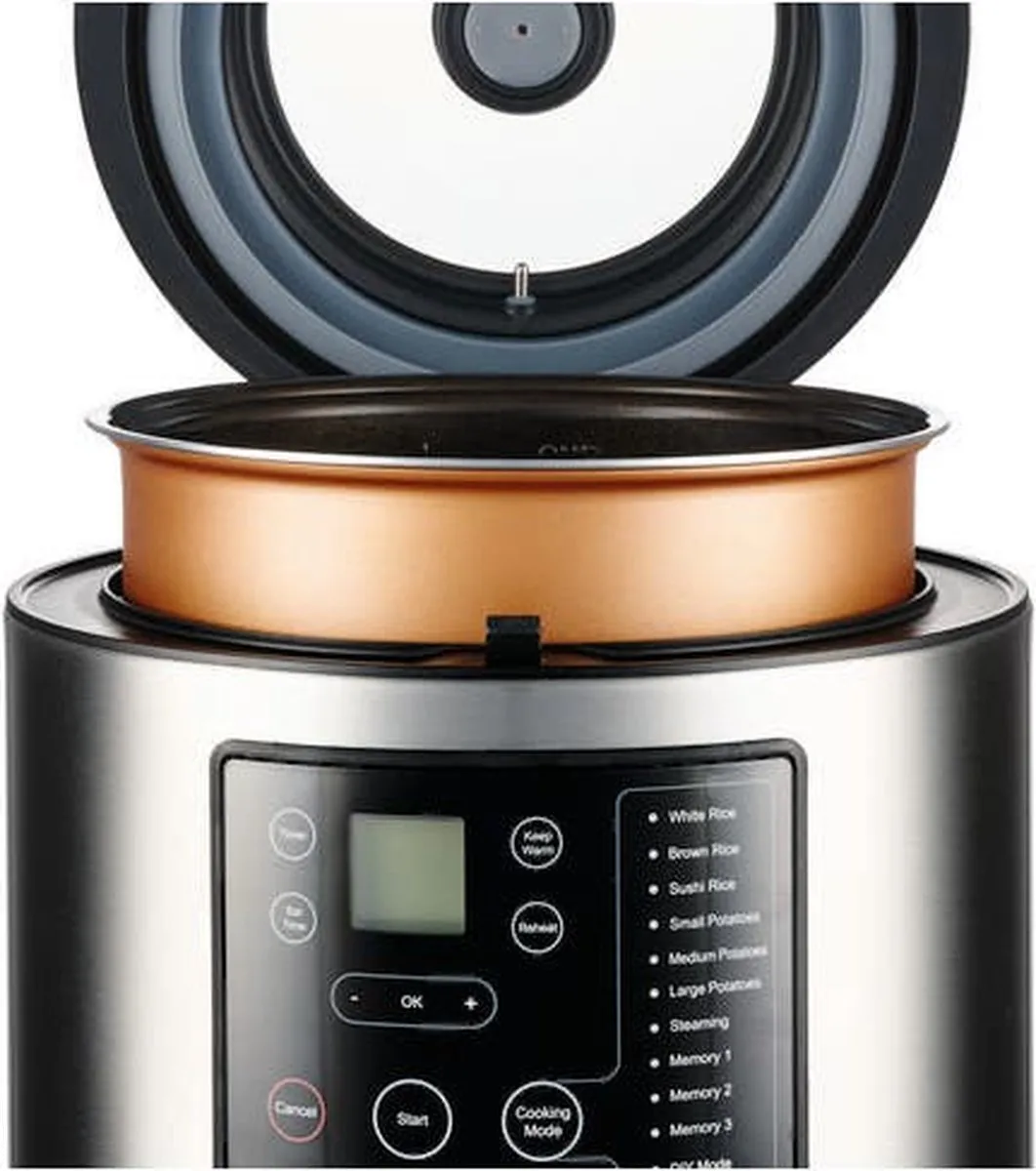 Solis 8161 Rijst- en Aardappelkoker 5L - 860W - 7 Programma's - Zilver