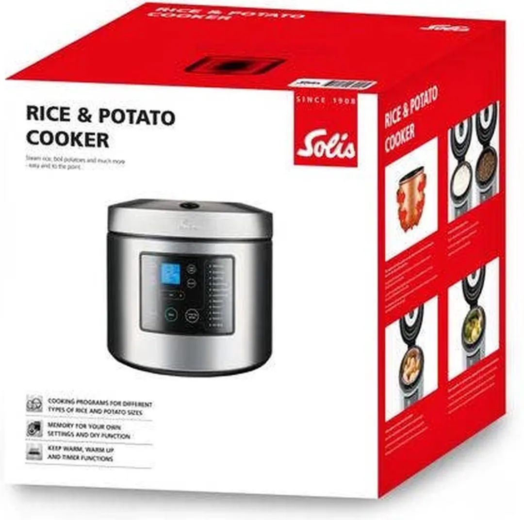 Solis 8161 Rijst- en Aardappelkoker 5L - 860W - 7 Programma's - Zilver