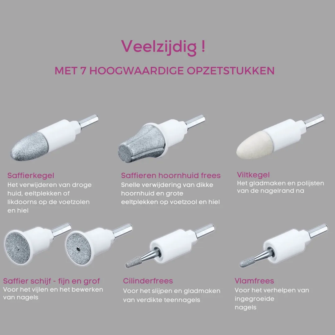 Beurer MP 42 Nagelvijlset - 7 Opzetstukken - Wit/Zilver