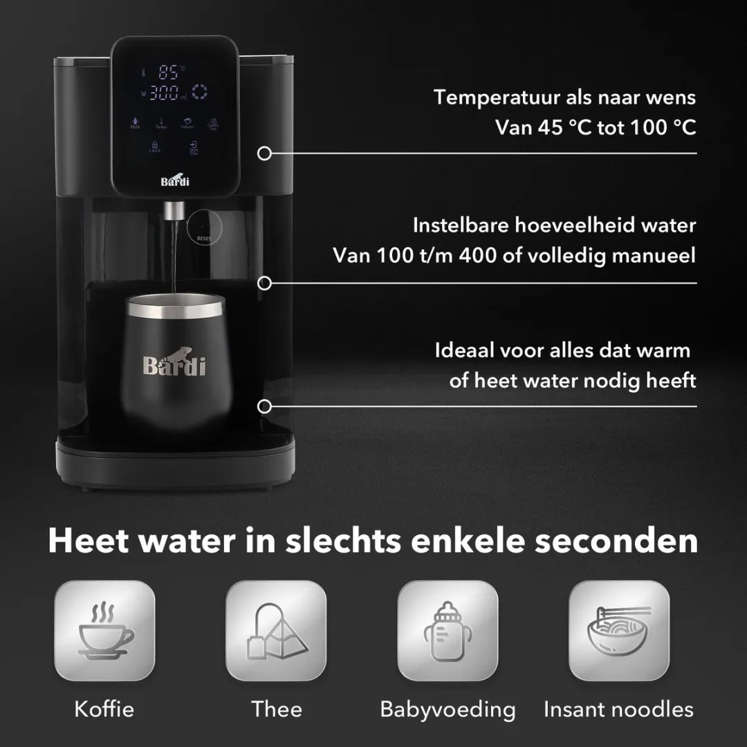 Bardi Heetwaterdispenser 50136 4L - 2600W - Zwart