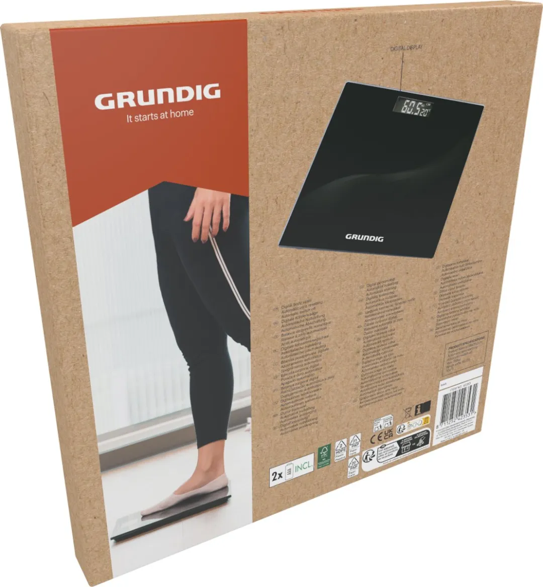 Grundig Personenweegschaal 180kg - Digitaal Display - Zwart