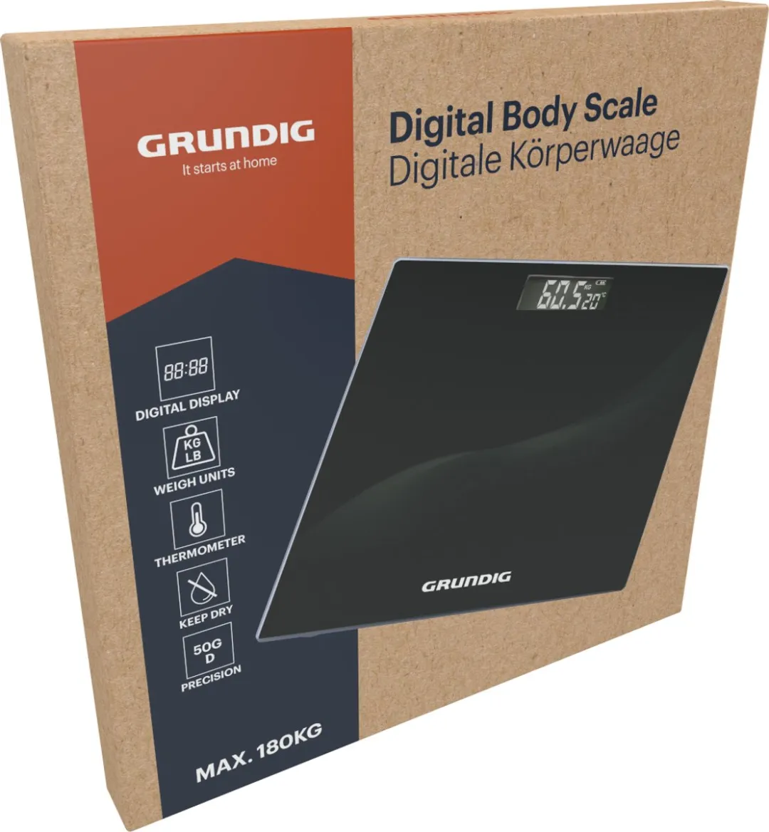 Grundig Personenweegschaal 180kg - Digitaal Display - Zwart