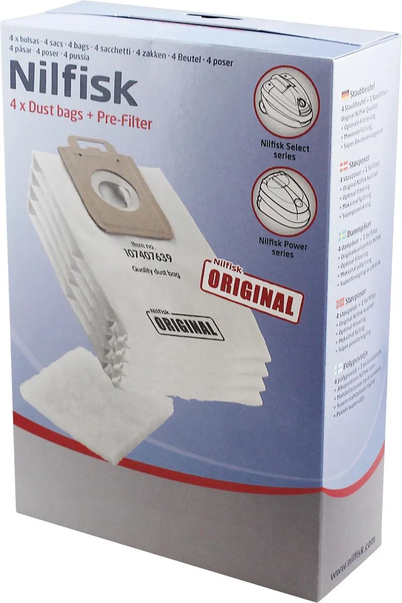 Nilfisk Power-Select Stofzuigerzakken - 4 Stuks