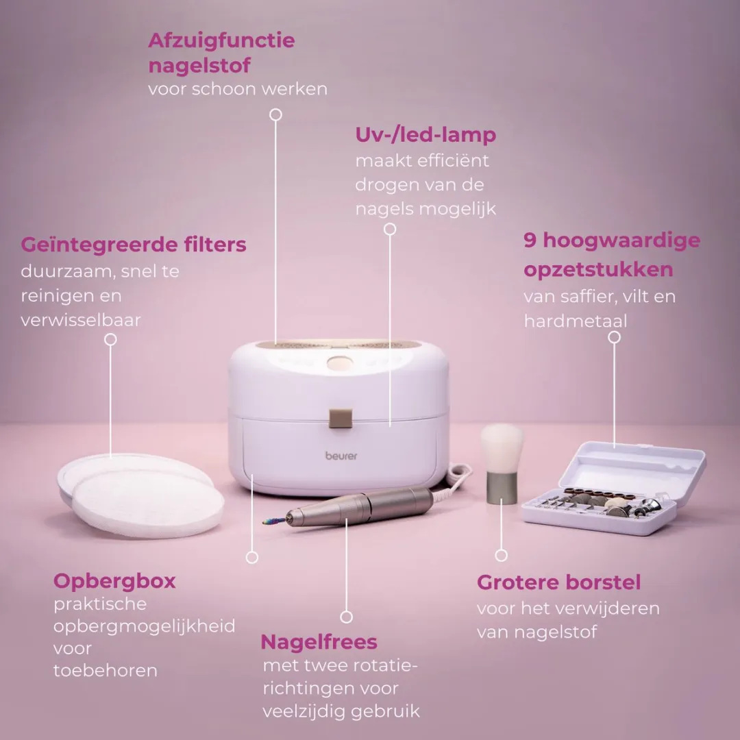 Beurer MP 200 StudioNails Pro Nagelvijlset - 26.000 RPM - 9 Opzetstukken - UV Lamp