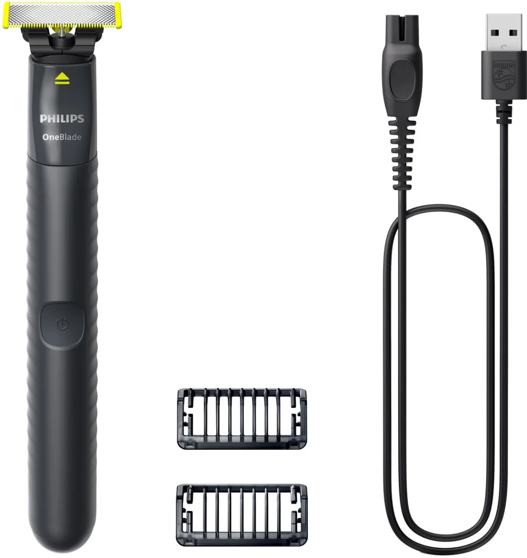 Philips OneBlade QP1424/10 Trimmer & Scheerapparaat - Houtskool - 2 Opzetkammen