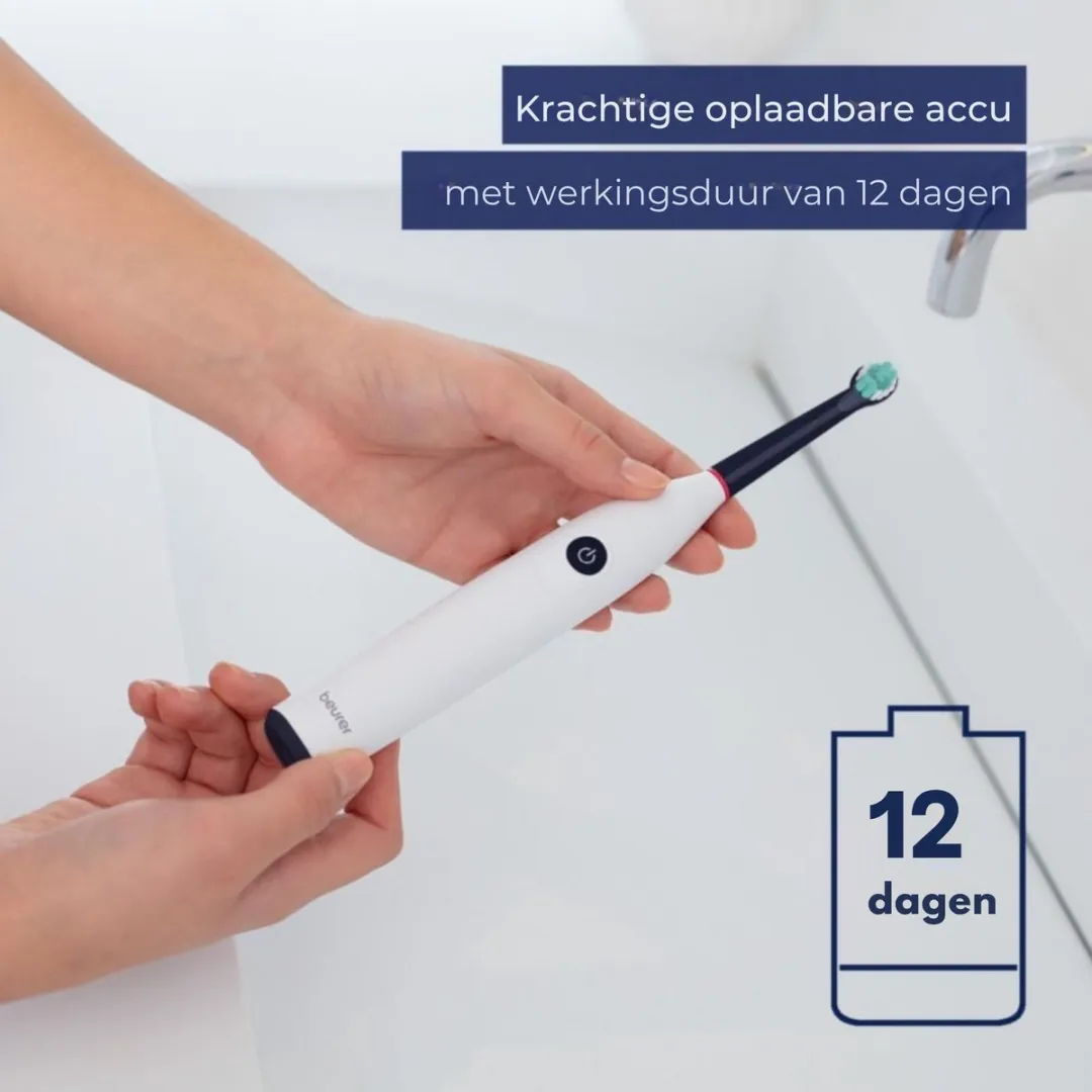 Beurer TB 15 Elektrische Tandenborstel - Oscillerend & Pulserend - 12 Dagen Accuduur - Wit-zwart