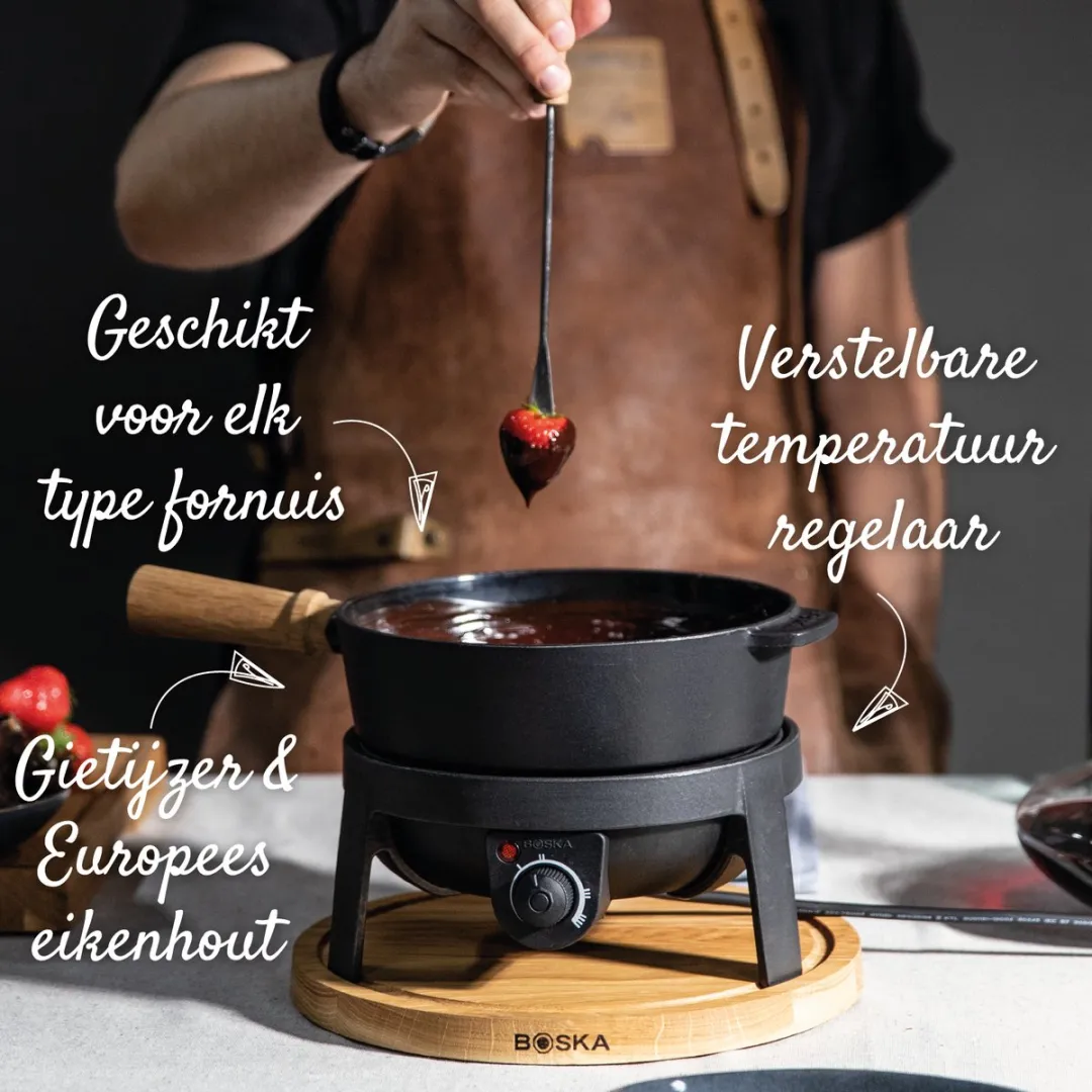 Boska Pro 853560 Elektrische Fondueset 1000W - 8 Personen - Zwart/Bruin