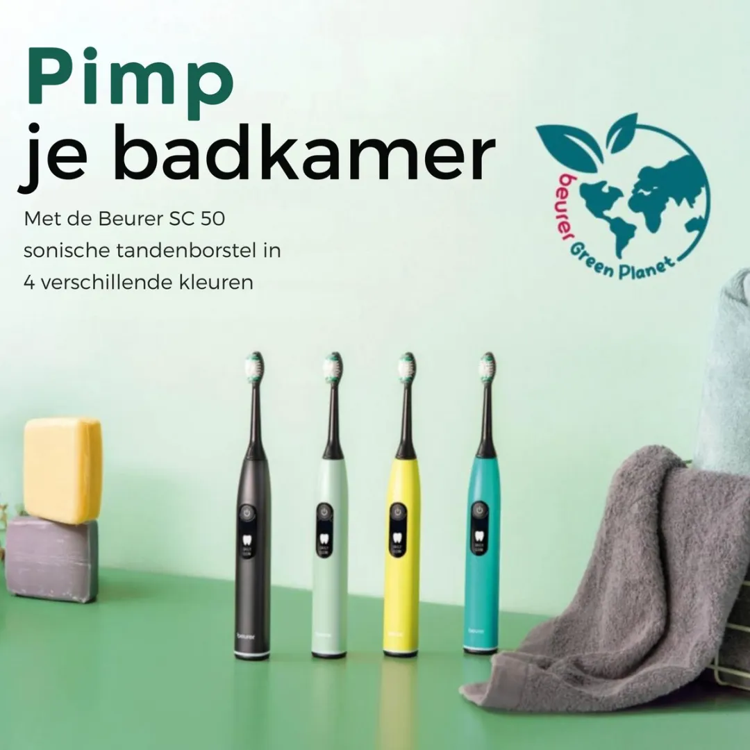 Beurer SC 50 Sonische Tandenborstel - Splashy Lemon - 2 Opzetborstels - afbeelding 6 van 6