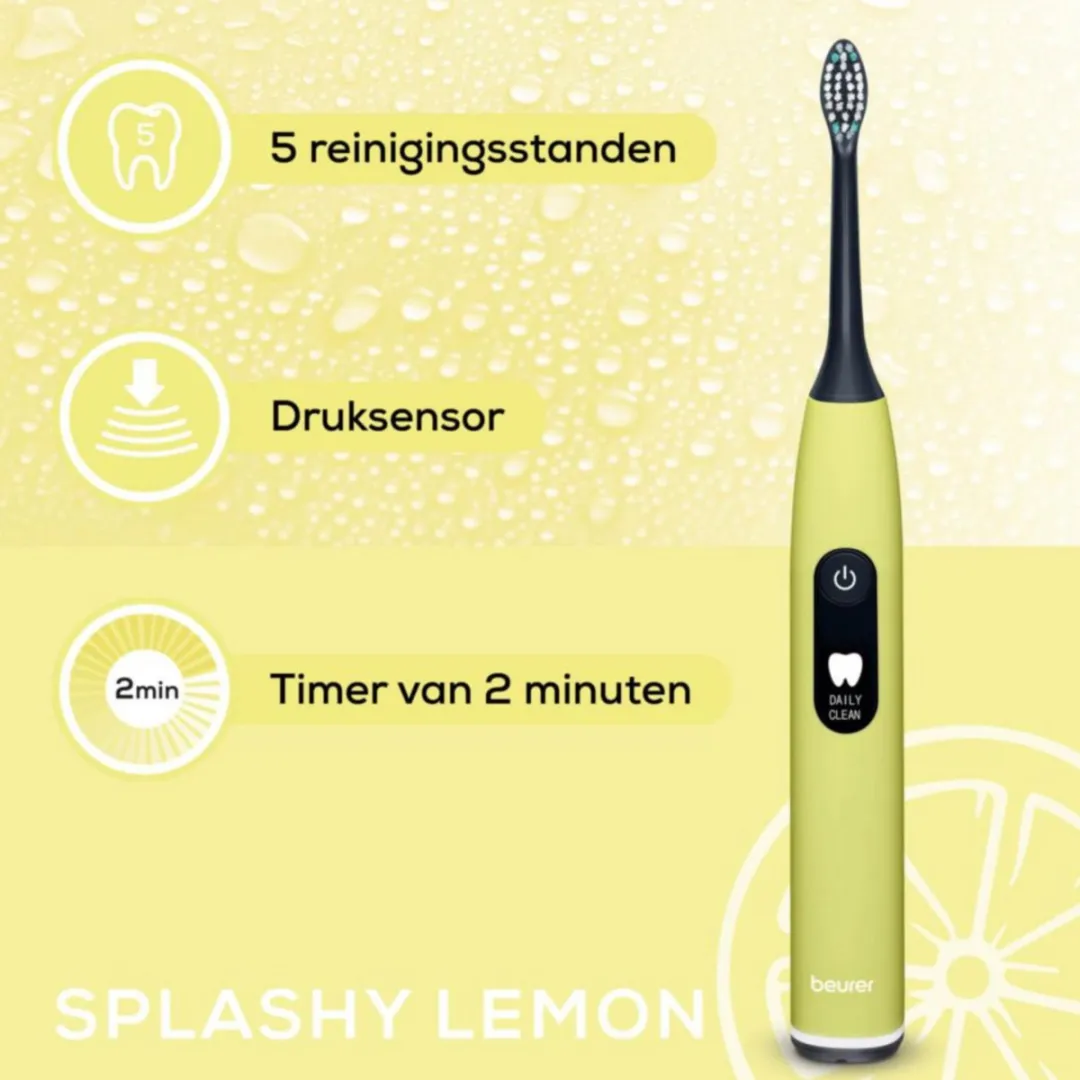 Beurer SC 50 Sonische Tandenborstel - Splashy Lemon - 2 Opzetborstels